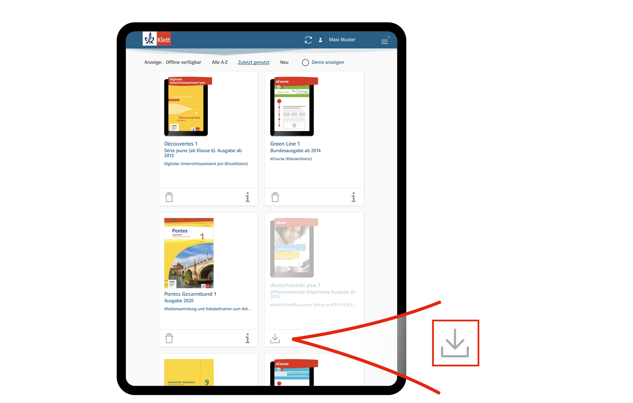 Screenshot des Downloads eines Produkts in der App