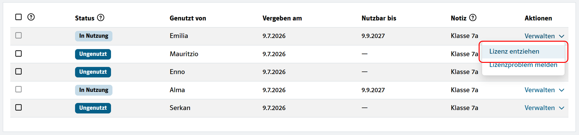 Ansicht der beschriebenen Navigation