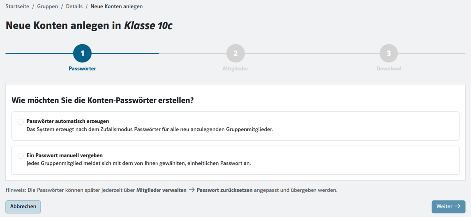Darstellung der zuvor erläuterten Schritte