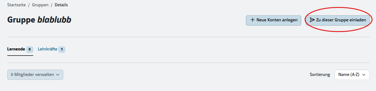 Screenshot des Buttons "Zu dieser Gruppe einladen"